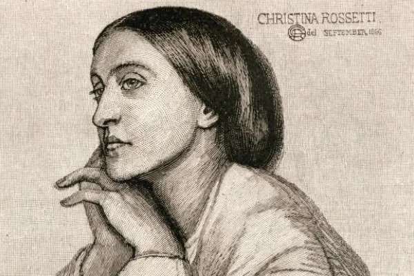 An 1866 portrait of the poet Christina Rossetti. Taken in profile, it depicts a young woman, gazing into the distance.
